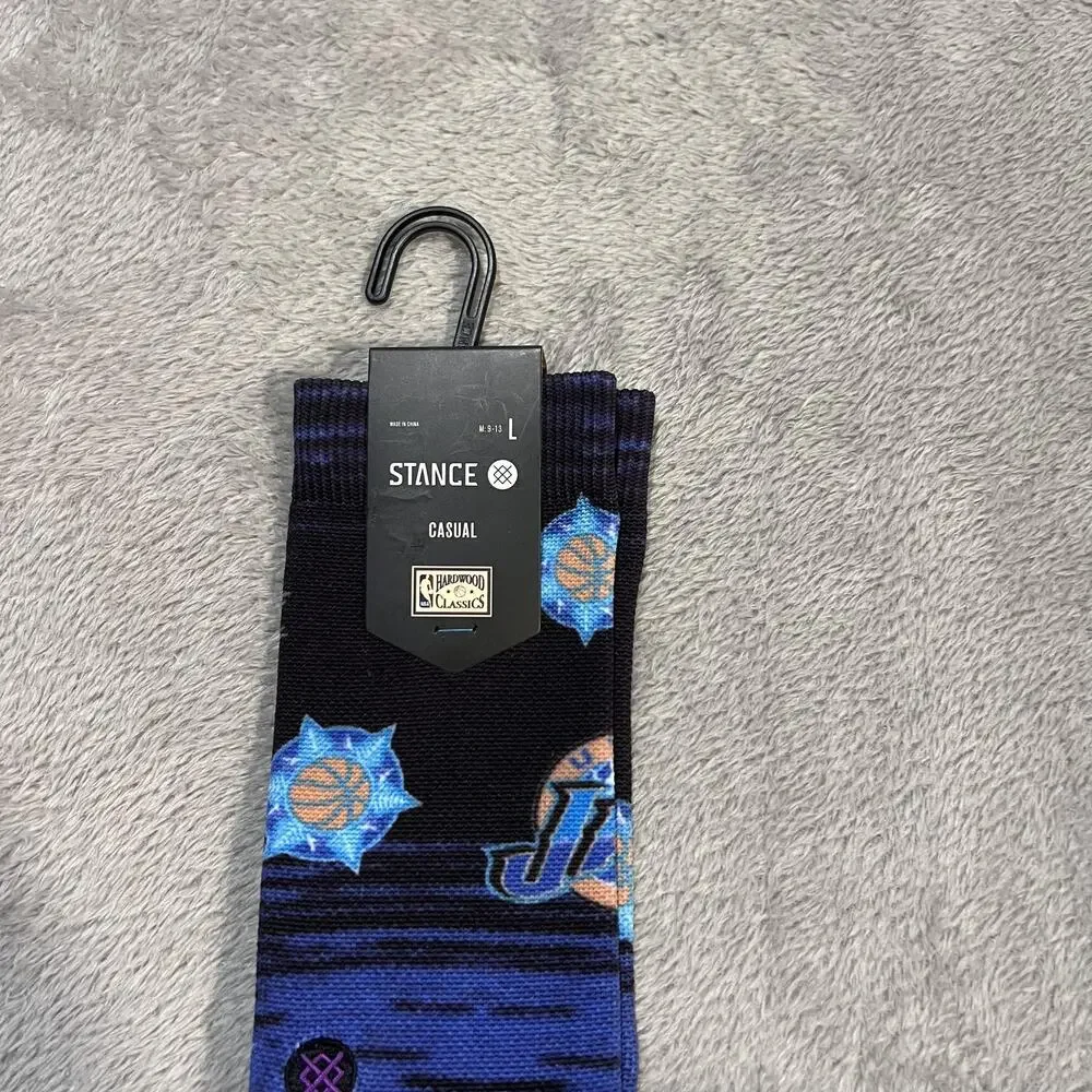 Utah Jazz Socks Mens Large Black Blue NBA Basketball Stance Hardwood Classics